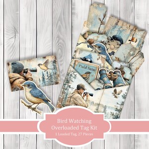 Kit de médailles surchargées pour observation des oiseaux - Botanique - Plaques chargées | Étiquettes éphémères | Créations en papier | Images clipart | Coupe soignée