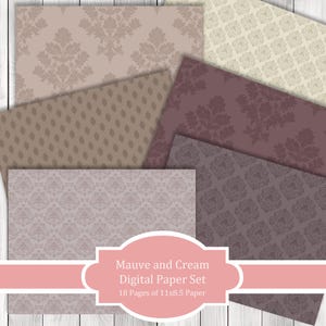 Mauve and Cream - Journal Paper Set, Junk Journal Pages, Junk Journal Paper, Printable Journal, Scrapbook Paper, Digital Paper