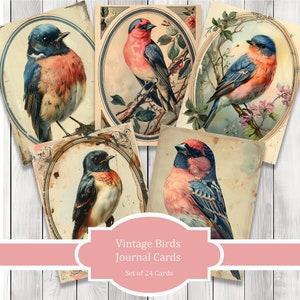 Vintage Vogel Journal Kartenset - Junk Journal , Printable Journal, Junk Journal Tags, Junk Journal Ephemera