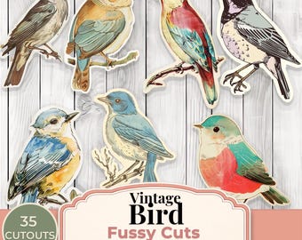 Vintage Bird Fussy Cuts -  Junk Journal , Printable Journal, Junk Journal Tags, Junk Journal Ephemera