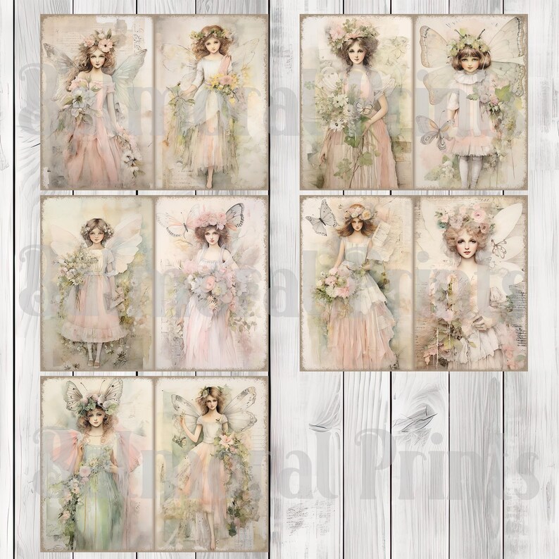 Springtime Fairy - Journal Paper Set, Junk Journal Pages, Flower ...