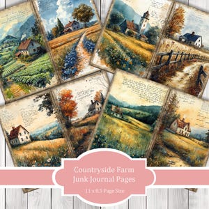 Countryside Farm  -  Journal Paper Set, Junk Journal Pages, Flower Junk Journal Paper, Printable Journal, Scrapbook Paper, Digital Paper