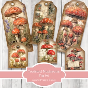 Paddestoel Tags - Paddestoel Tags - Ephemera Labels - Junk Journal Images Clip Art - Kieskeurig Cut - Scrapbook Tags