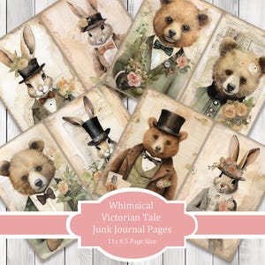 Conte victorien fantaisiste - Ensemble de papier pour carnet, Pages de journal indésirable, fleur, papier pour carnet de notes, journal imprimable, papier de scrapbooking, papier numérique