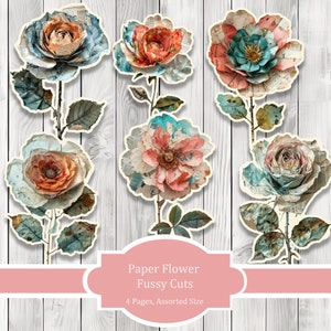 Papierblume Fussy Schnitte - Junk Journal , Printable Journal, Junk Journal Tags, Junk Journal Ephemera