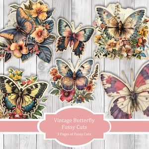 Découpes vintage papillon - Junk Journal, Journal imprimable, Junk Journal Tags, Junk Journal Ephemera