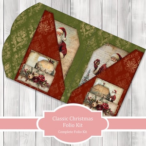 Classic Christmas Folio Kit -  Journal Paper Set, Junk Journal Folio, Printable Journal, Scrapbook Paper, Christmas Folio