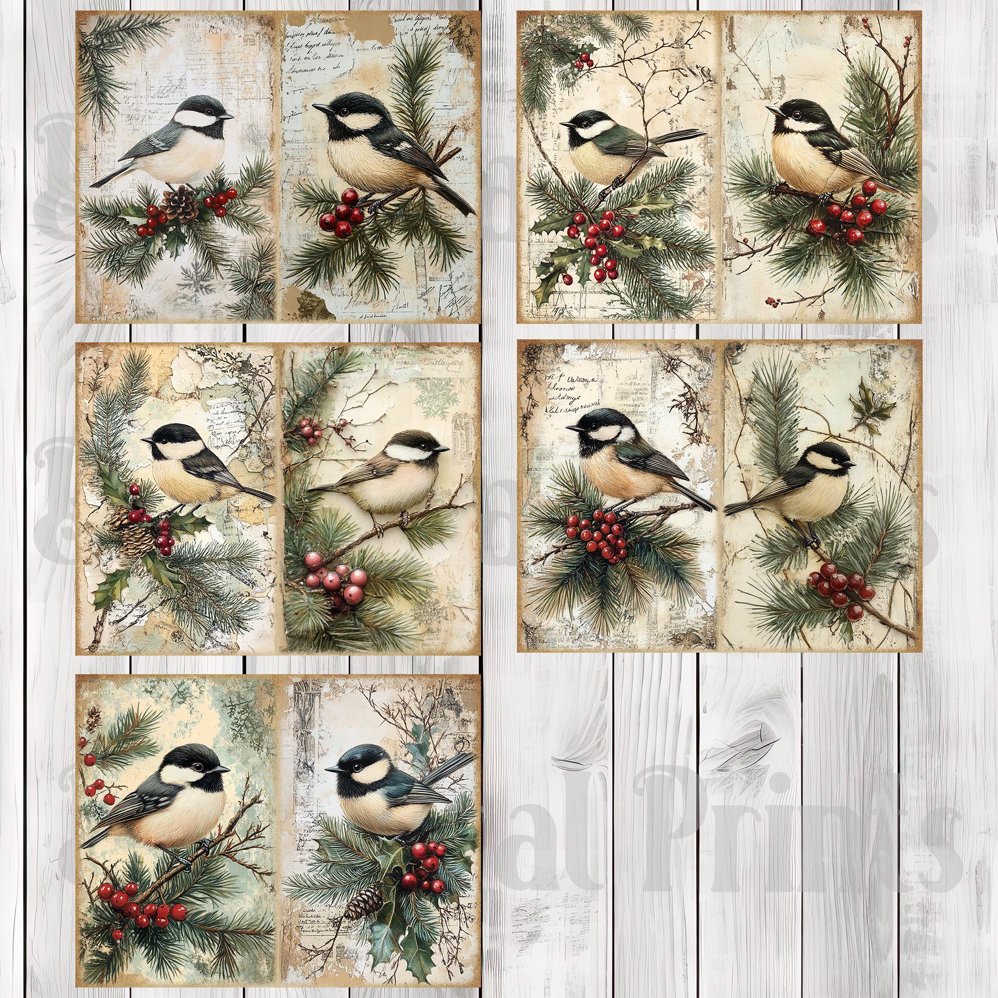 Winter Bird Junk Journal Kit, Chickadee Ephemera Kit, Printable Journal ...