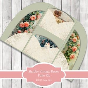 Shabby Vintage Rose Folio Kit - Conjunto de papel de diario, páginas de diario basura, folio de diario basura, diario imprimible, papel de álbum de recortes, Shabby Chic