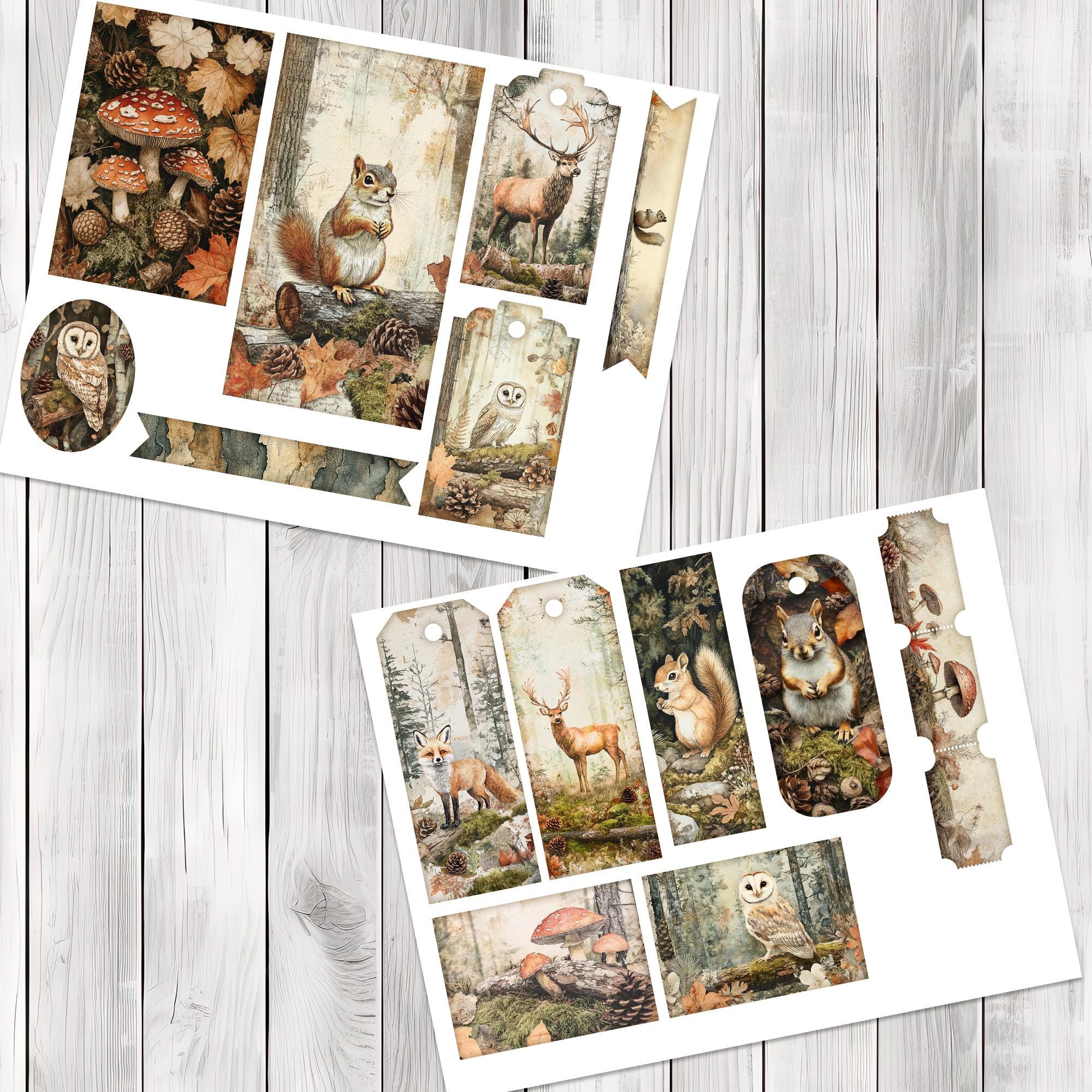 Rustic Woodland Folio Kit, Forest Animal Junk Journal Printable ...