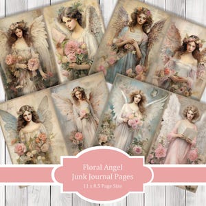 Floral Angel -  Journal Paper Set, Junk Journal Pages, Junk Journal Paper, Printable Journal, Scrapbook Paper, Digital Paper