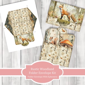 Kit enveloppe pliable Woodland rustique - Botanique - Etiquettes chargées | Étiquettes éphémères | Créations en papier | Images clipart | Coupe soignée