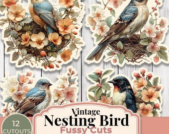 Vintage Bird Fussy Cuts -  Junk Journal , Printable Journal, Junk Journal Tags, Junk Journal Ephemera