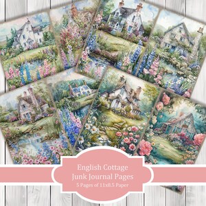 English Cottage -  Journal Paper Set, Junk Journal Pages, Flower, Journal Paper, Printable Journal, Scrapbook Paper, Digital Paper