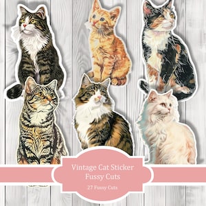 Découpes vintage chat - Junk Journal, Journal imprimable, Junk Journal Tags, Junk Journal Ephemera