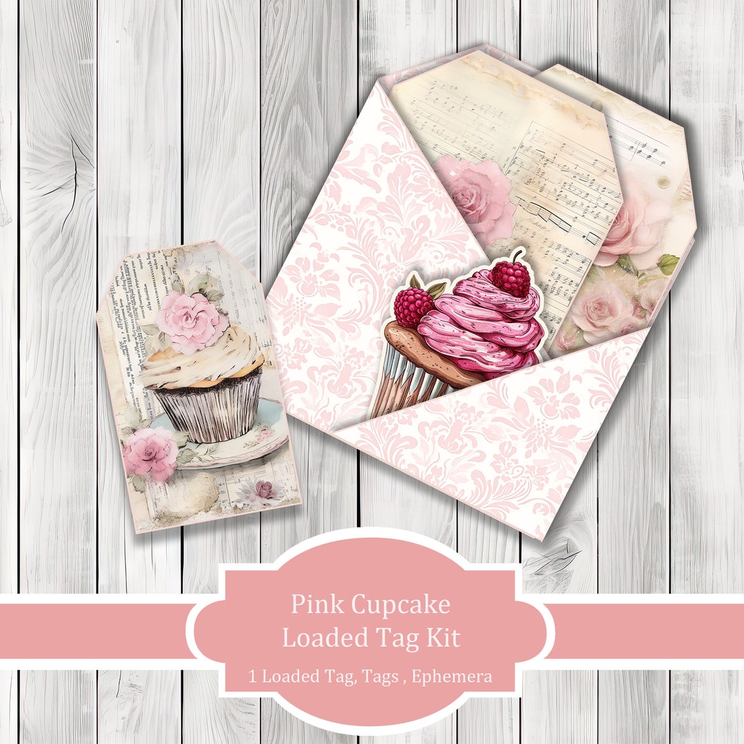 Pink Cupcake Loaded Tag Kit - Loaded Tags | Ephemera Labels | Paper ...