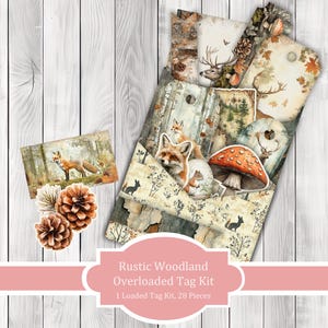 Kit d'étiquettes surchargées Woodland rustique - Botanique - Étiquettes chargées | Étiquettes éphémères | Créations en papier | Images clipart de journal indésirable | Coupe soignée