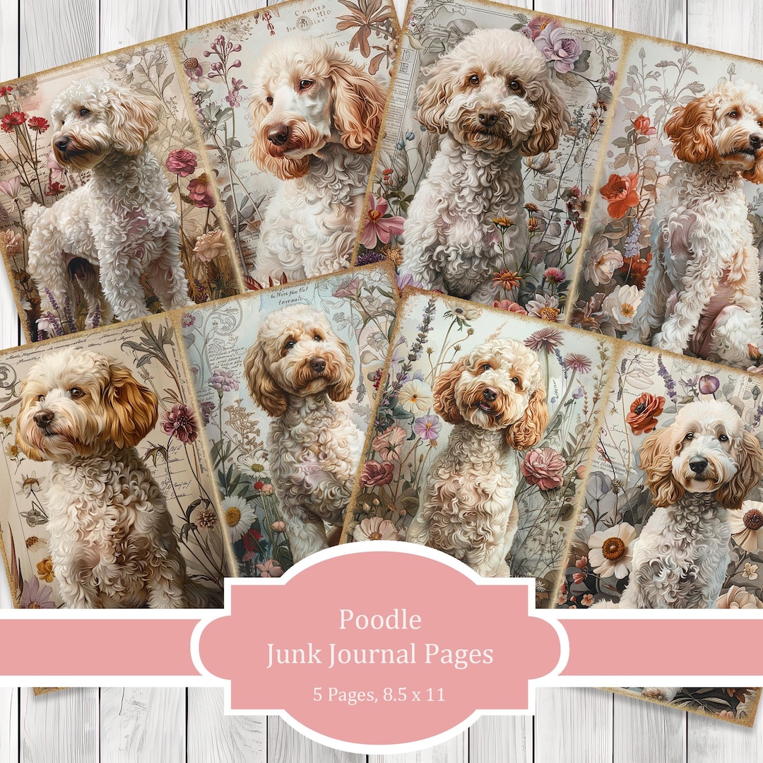 Journal Doogs Poodle - Junk Journal Pages, Journal Paper Set, Dog, Journal Paper ...