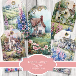 English Cottage Tags   -  Junk Journal Tags -  Ephemera Labels - Junk Journal Images Clip Art -  Fussy Cut - Scrapbooking - Instant Download
