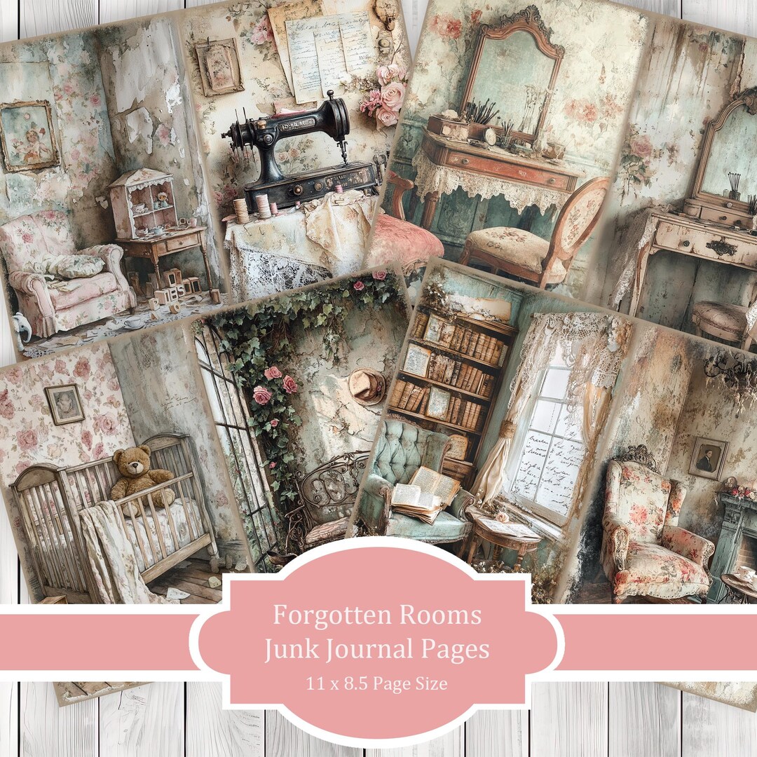 Forgotten Rooms - Journal Paper Set, Junk Journal Pages, Flower Junk ...