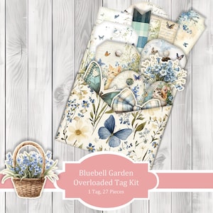 Bluebell Garden Overloaded Tag Kit - Botanical  - Loaded Tags | Ephemera Labels | Paper Craft | Junk Journal Images Clip Art | Fussy Cut