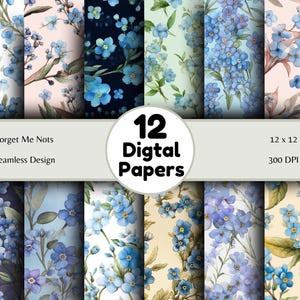 Forget Me Nots - modèle sans couture - papier numérique - journal imprimable, papier de scrapbooking, sans couture