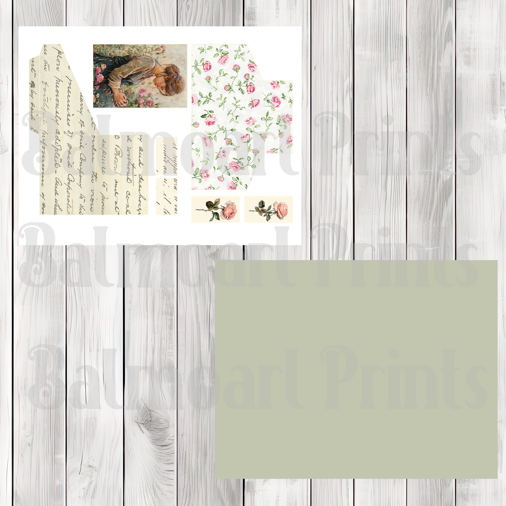 Rose Junk Journal Tags, Vintage Rose Loaded Tag Kit, Shabby Chic Floral ...