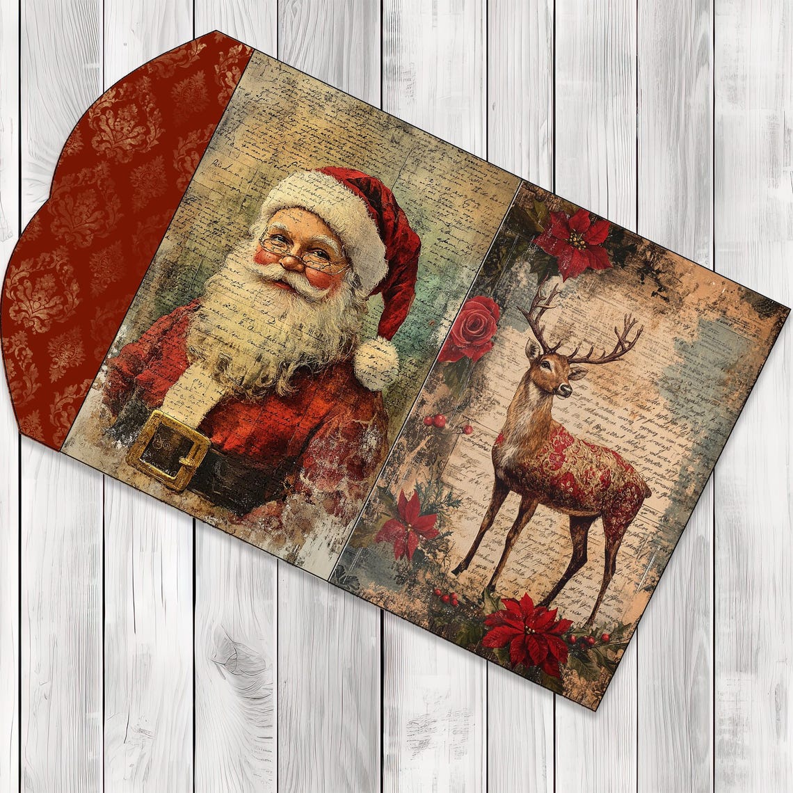 Classic Christmas Folio Kit, Vintage Santa Junk Journal Printable ...
