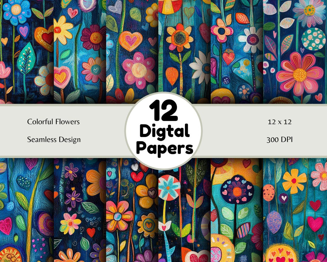 Colorful Flowers - Seamless Pattern - Digital Paper - Printable Journal ...