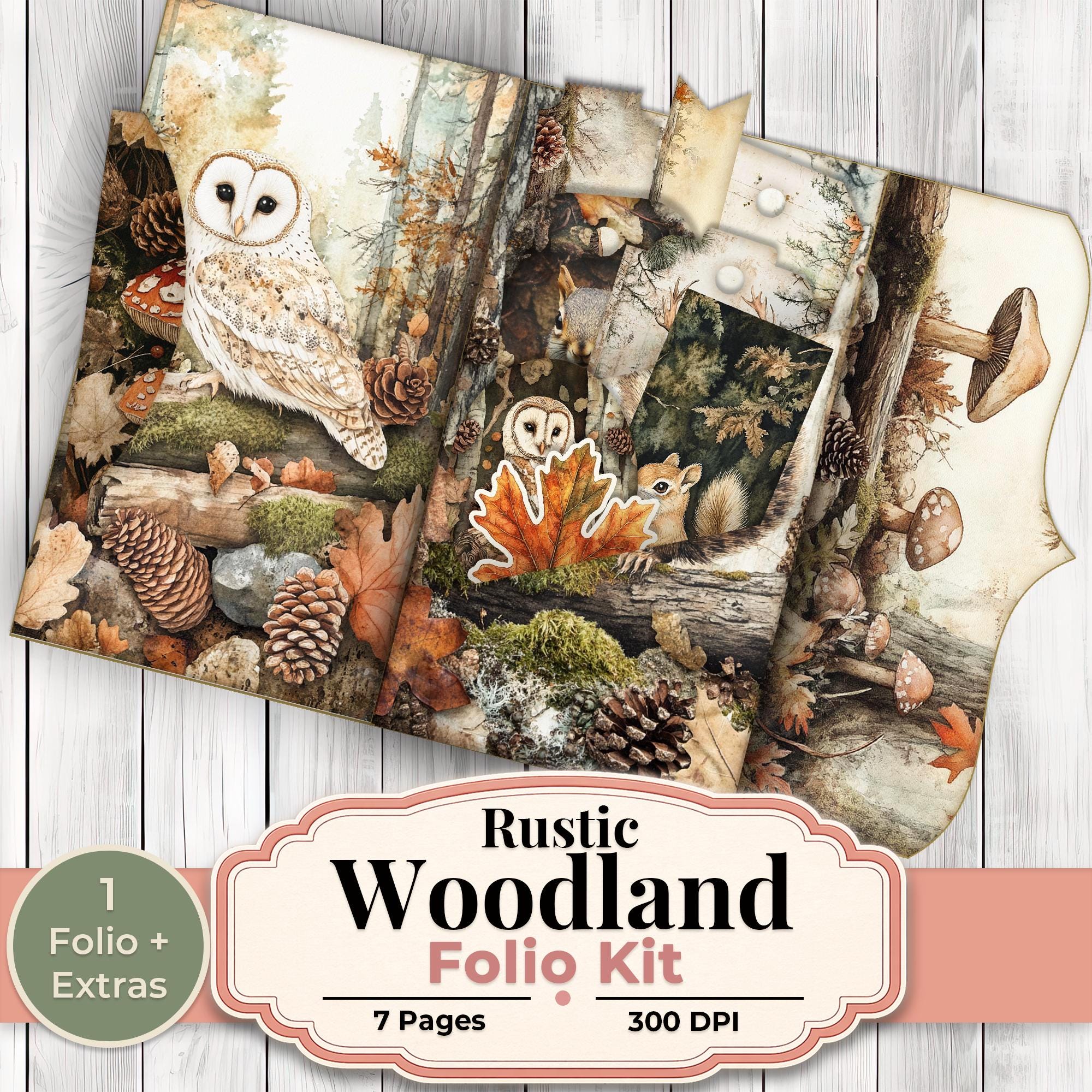 Rustic Woodland Folio Kit, Forest Animal Junk Journal Printable ...