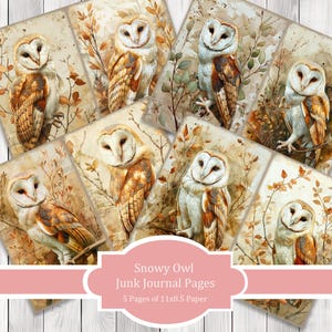Harfang des neiges - Pages de journal indésirables, ensemble de papier pour cahier, oiseaux, papier de journal indésirable, journal imprimable, papier de scrapbooking, papier numérique