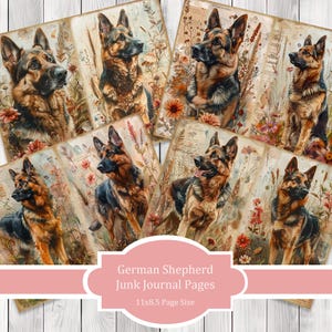 Pastore tedesco - Pagine di diario spazzatura, set di carta per diario, cane, carta per diario, diario stampabile, carta per scrapbooking, carta digitale