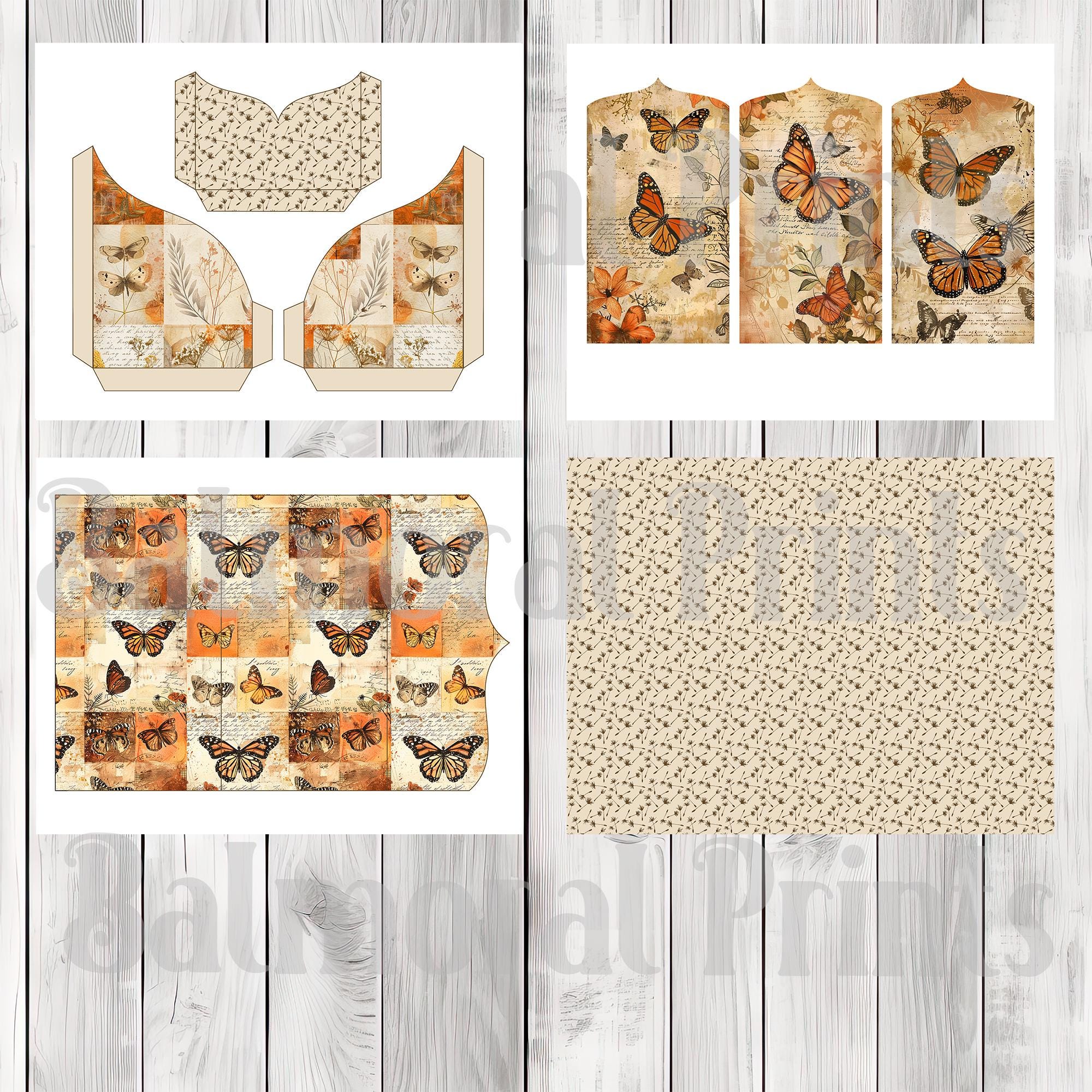 Monarch Butterfly Folio Kit Printable Junk Journal Ephemera Vintage ...