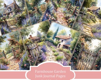 Farmhouse Garden -  Journal Paper Set, Junk Journal Pages, Flower Junk Journal Paper, Printable Journal, Scrapbook Paper, Digital Paper