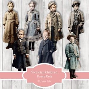 Cortes quisquillosos de niños victorianos - Diario basura, Diario imprimible, Etiquetas de diario basura, Efímera de diario basura