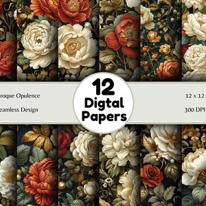 Baroque Opulence - Seamless Pattern -  Digital Paper  -  Printable Journal, Scrapbook Paper, Seamless