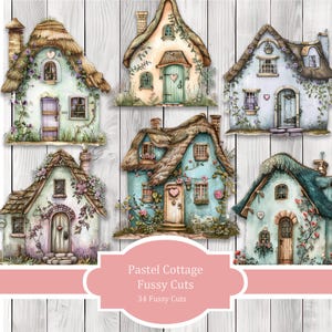 Pastel Cottage Fussy Cuts - Diário de Lixo, Diário para Imprimir, Etiquetas de Diário de Lixo, Artigos Efêmeros de Diário de Lixo