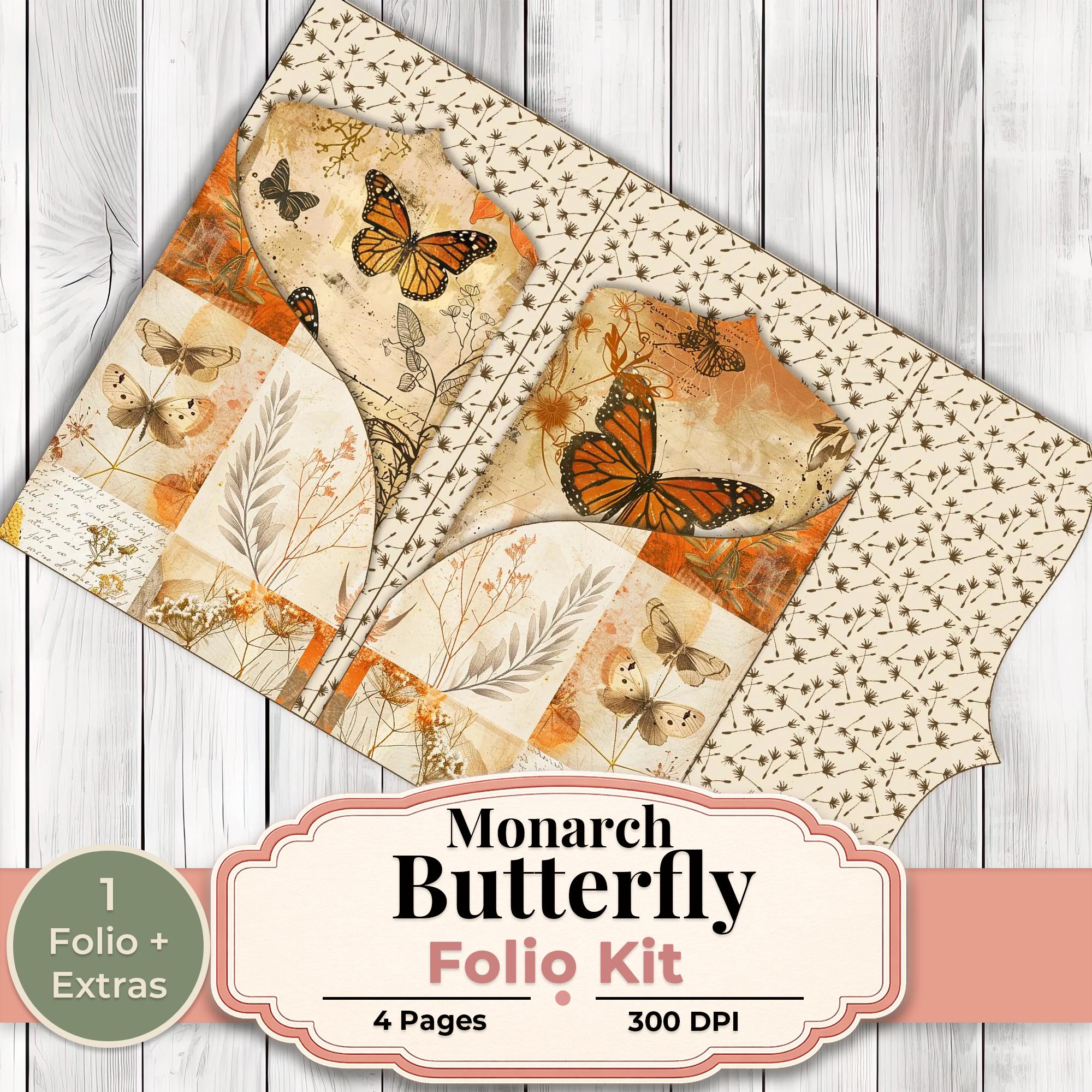 Monarch Butterfly Folio Kit Printable Junk Journal Ephemera Vintage ...