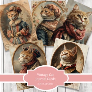 Vintage Cat Journal Card Set -  Junk Journal , Printable Journal, Junk Journal Tags, Junk Journal Ephemera