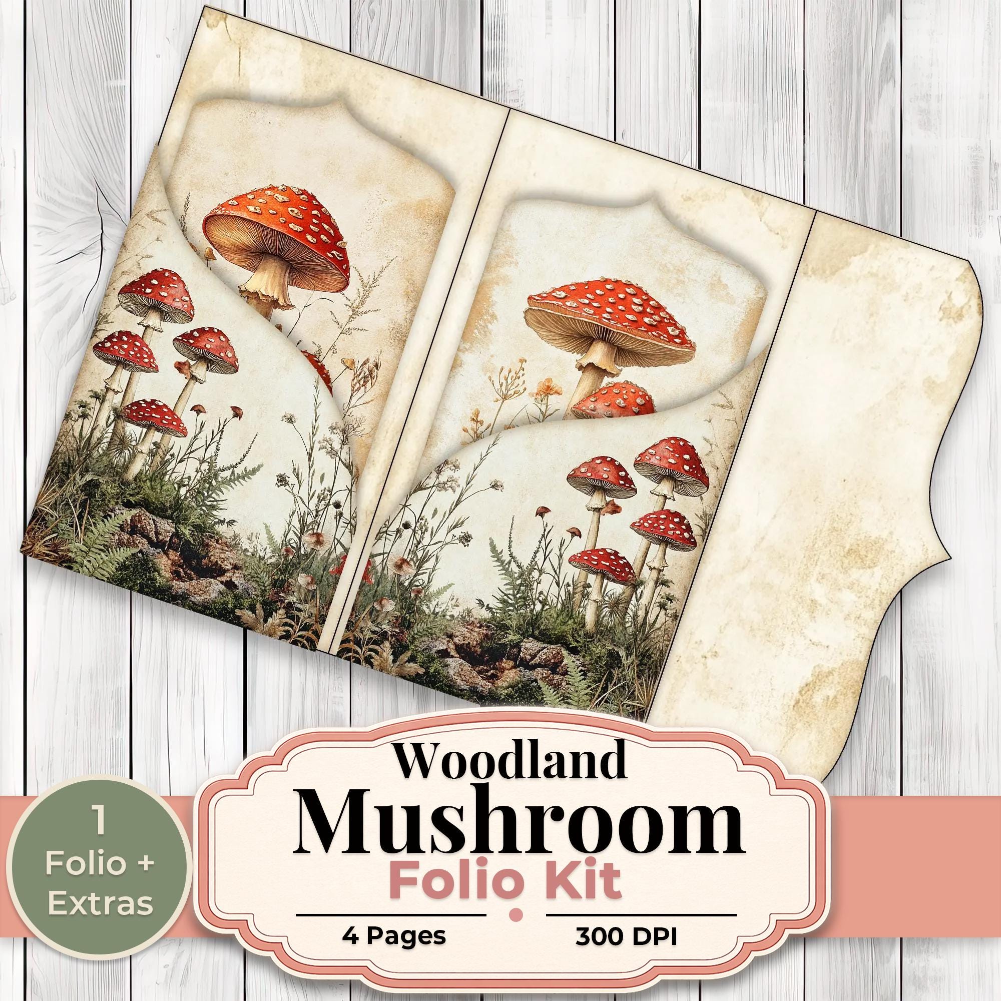 Woodland Mushroom Folio Kit Printable Junk Journal Folio Kit ...