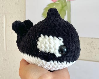 Crochet Orca Plush, Handmade Whale Stuffed Animal, Cuddly Ocean Plushie