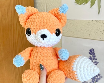 Crochet Fox Plush, Handmade Woodland Stuffed Animal, Cuddly Forest Toy