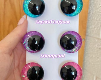 Hand Painted Glitter Safety Eyes, Pastel Amigurumi Doll Supplies (20mm-30mm)