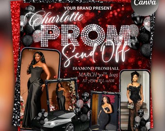 Prom Send Off Flyer, DIY Prom Flyer, Prom Canva Template, Prom Send Off, Prom Send Off Event, Editable, DIY Canva, Instant Download