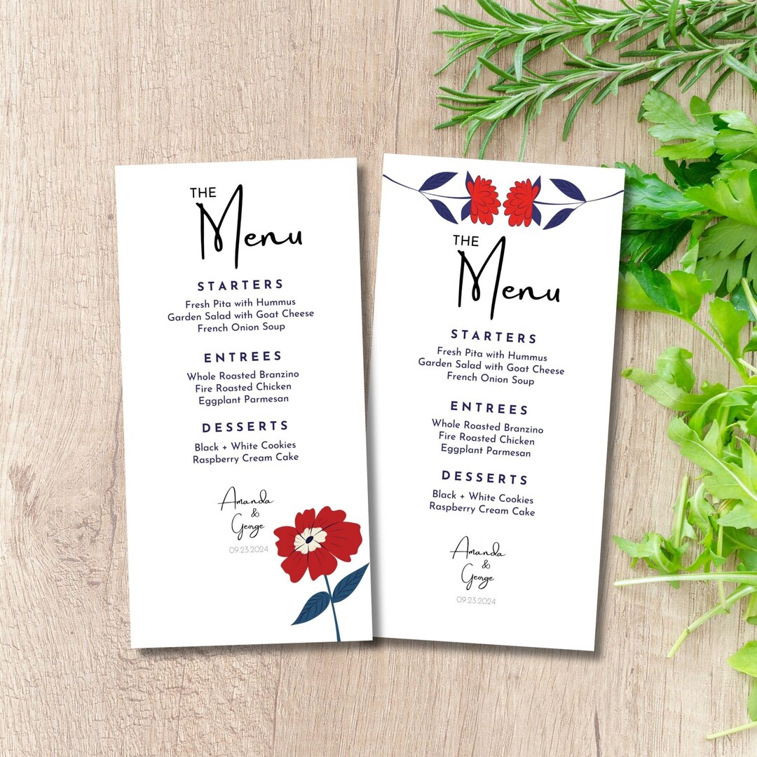 Printable Wedding Menu Canva Template Editable Parisian - Etsy