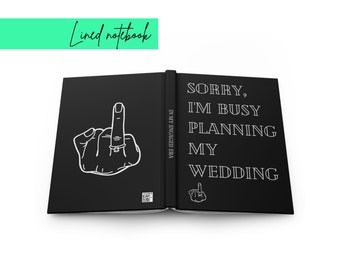 Edgy Bride Wedding Planner Notebook, Alternative Bride Wedding Planning Organizer, Black Hardcover Journal Cheeky and Funny Bride Gift