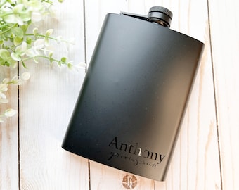 Personalized Groomsmen Matte Black Flask |Groomsmen Gifts | Flask for Groomsmen | Hip Flask |Gifts for Groom Party