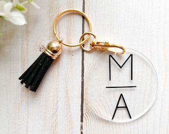 Personalized Acrylic Keychain: Groomsmen Proposal Gift with Black Tassel