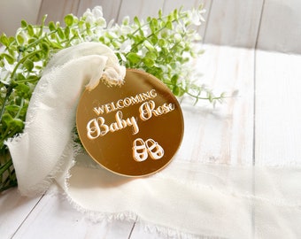 Personalized Gold Acrylic Baby Shower Favor Tags (Set of 12)