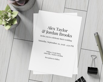 Personalized Wedding Invitation Cards | Custom Names, Date, Venue | Matte 5x7 (Envelopes Included)